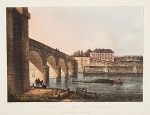 パリ、ヌイユ橋、ベルサイユ、パリ、サンドニのイラスト、パブ。 1807（アクアチント） 作： John Claude Nattes