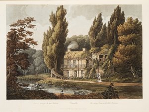 ベルサイユ、リトルトリアノンの食堂、ベルサイユ、パリ、サンドニのイラスト、パブ。 1805（アクアチント） 作： John Claude Nattes