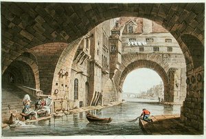 ホテルデューの洗濯場とポンデラトゥールネル、I。ヒルの彫刻、1810年（アクアチント） 作： John Claude after Nattes
