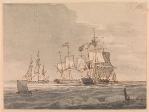 海岸沖の軍人 作： John Cleveley the Younger