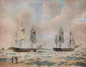 「極地の氷に埋め込まれたモルグレイブ卿の発見の遠征の船」、1774 作： John Cleveley the Younger