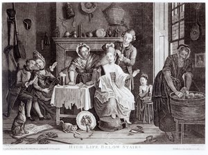 パブCaldwellによって刻まれた階段の下の高い生活。 1772年 作： John Collet