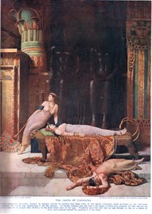 クレオパトラの死、「ハチソンの歴史」のイラスト、1910年頃 作： John Collier