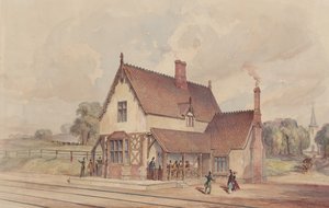 ビクトリア朝の田舎の鉄道駅と踏切、1844-77。