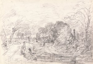 ソールズベリー コート近くの橋、おそらくミルフォード橋 作： John Constable