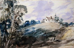 高台のコテージ」（水彩・紙） 作： John Constable