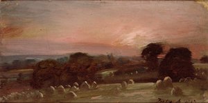 日没時のイーストバーホルト近くのヘイフィールド 作： John Constable