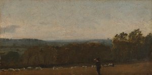 Paimen maisemassa katselee Dedham Valen poikki kohti Langhamia 作： John Constable