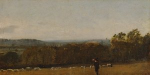 デダム・ヴェイルからランガム方面を見渡す風景の中の羊飼い（1811年頃 作： John Constable