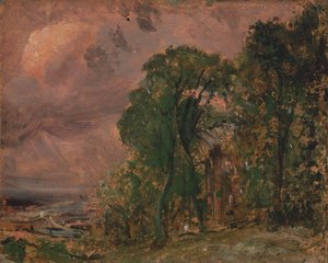 荒天のハムステッドの眺め、カリフォルニア州。 1830年。 作： John Constable