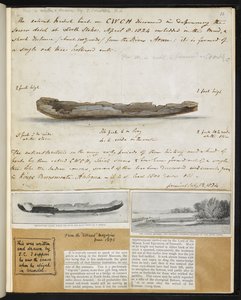 古美術品：ノース・ストークで発見（1824年）されたイギリスの古代カヌーの図面 作： John Constable