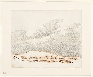 雲の習作（アレクサンダー・コゼンスの「空の彫刻」に倣って）1822-23年頃（紙に黒鉛） 作： John Constable