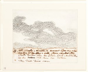 雲の習作（アレクサンダー・コゼンスの「空の彫刻」に倣って）1822-23年頃（紙に黒鉛） 作： John Constable