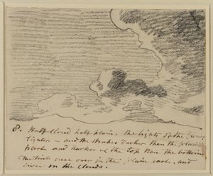 雲の研究（Alexander Cozens Engravings of Skyesの後）、c.1822-23（黒鉛紙） 作： John Constable