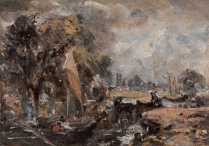 1819年から1820年にかけてのDedham Lock。 作： John Constable