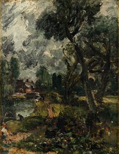 橋から見たフラットフォード・ミル 1814-17年頃 油彩・カンヴァス 作： John Constable
