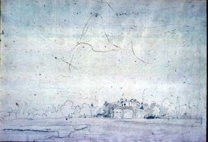 並木のある家（鉛筆） 作： John Constable