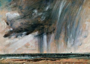 Sademyrsky meren yllä, merimaisematutkimus sadepilvien kanssa, n. 1824-1828, John Constable (1776-1837), öljy paperille kankaalle, 22,2x31 cm 作： John Constable
