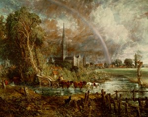 1831年の牧草地からのソールズベリー大聖堂（詳細は188984-188985を参照）