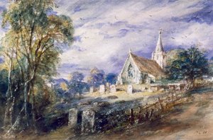 「ストーク ポージス教会」、バッキンガムシャー、1833 年 作： John Constable