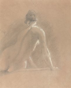 背後から見た女性ヌードの習作（紙にチョーク） 作： John Constable