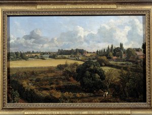 菜園と果樹園 コンスタブル イギリスの田園の風景。ジョン・コンスタブル（1776-1837）による絵画 1815年 イプスウィッチボロー・カウンシル・ミュージアム 作： John Constable