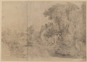 ウィリーロッツ邸、イーストバーグホルト、1820年頃（紙に黒いチョーク） 作： John Constable