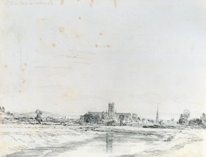 南からのウスター大聖堂（鉛筆） 作： John Constable