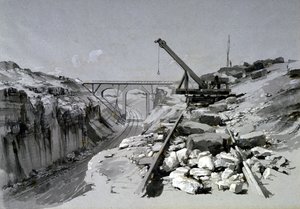 ブリスワースカッティング、ノーザンプトンシャー、上から、1837年7月2日（ペンとインクで紙の上を洗う） 作： John Cooke Bourne