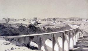 カムデンタウンステーションの境界壁、1836年10月14日（ペンとインク、紙に洗う） 作： John Cooke Bourne