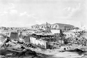 1837年4月26日、カムデンタウンのステーショナリーエンジンハウスの建設（ペンとインクで紙の上を洗う） 作： John Cooke Bourne