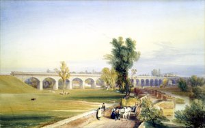 1847年ノースイースタン鉄道、ダッチリバーブリッジ、ハルアンドドンカスターブランチ（ペンとインク、紙にトイレ） 作： John Cooke Bourne