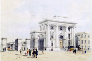 バーミンガム駅への入り口、1838-39 作： John Cooke Bourne