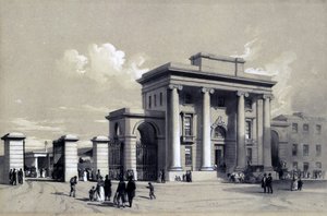 1838年9月、バーミンガム駅への入り口（ペンとインク、紙の上で洗う） 作： John Cooke Bourne