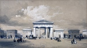 ユーストンアーチ、1838年4月（紙にペンとインクで洗って）