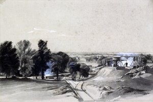 上から、1837年7月20日、ノーサンプトンシャー州キルスビートンネル（ペンとインク、紙の上で洗う） 作： John Cooke Bourne