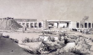 ハムステッドロードブリッジ、1836年10月5日（ペンとインク、紙に洗う） 作： John Cooke Bourne
