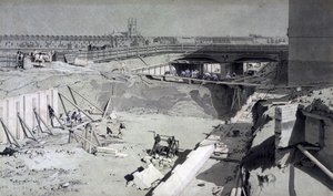 1836年8月16日、カムデン側から見たハムステッドロードブリッジ（ペンとインクで紙に洗う） 作： John Cooke Bourne