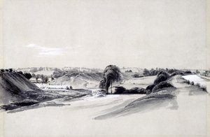 作成と堤防、バグブルック、1837年7月10日（ペンとインクで紙に洗う） 作： John Cooke Bourne