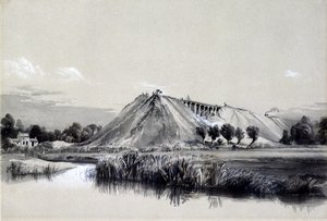 1837年6月29日ウォルバートンで堤防を作る（ペンとインク、紙の上で洗う）