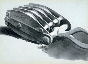 鉄道建設で使用される滑車、1833-38（ペンとインク、紙の上で洗う） 作： John Cooke Bourne