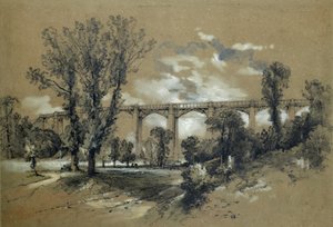 ブラッチフォード高架橋、1835-38年頃（紙に鉛筆、水彩） 作： John Cooke Bourne