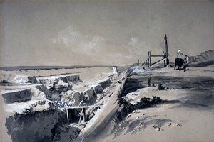 トリングカッティング、ハートフォードシャー、1830年代（ペンとインク、紙の上で洗う） 作： John Cooke Bourne