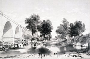 ブライス川の高架橋、ロンドン＆バーミンガム鉄道、1839 作： John Cooke Bourne