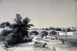 1837年7月6日、ノーサンプトンシャー州ウィードン（ペンとインク、紙の上で洗う） 作： John Cooke Bourne