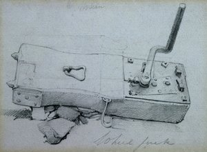 ホイールジャック、1830年代（ペンとインク、紙の上で洗う） 作： John Cooke Bourne