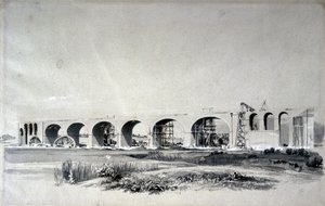 ウォルバートン高架橋、1837年6月30日（ペンとインク、紙で洗う） 作： John Cooke Bourne