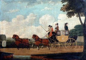 ロイヤルメールコーチ、チェルムズフォードからロンドン、1799年。 作： John Cordrey