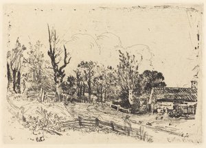 右側に農家のある道 作： John Crome