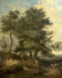 小川のほとりの木々（柳の木、道を行く騎手と女性）』1818年頃（油彩・キャンバス